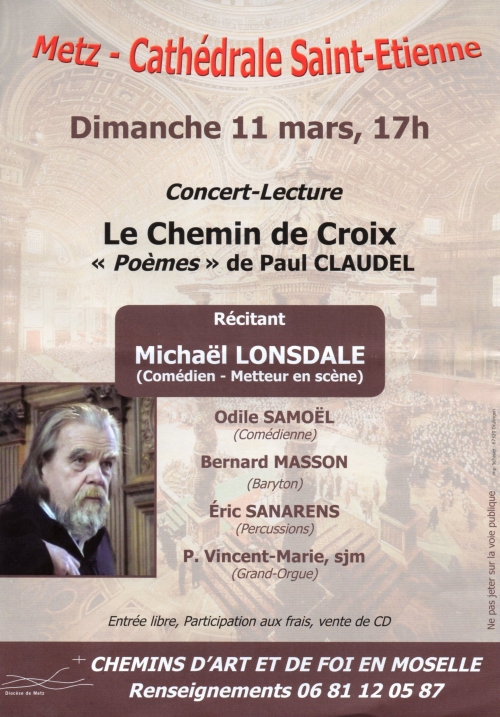 jean dorval pour ltc religion,ltc religion,l'appel du verbe incarne,conférences de carême 2012,50ème anniversaire,de l'ouverture,du 2ème concile,du vatican,vatican,11 octobre 1962,chaque dimanche,de carême,conférences,religion,catholique,chrétien dans la ville,retraite spirituelle,chapelle saint-croix,michaël lonsdale,comédien,metteur en scène,chemin de croix,chemins d'art et de foi,en moselle,centre pompidou-metz,metz,moselle,lorraine,europe,france,ue,union européenne,le pape,benoît xvi,jean-paul ii